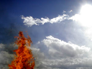 Sunfire. Light and Destruction. Last week we sublimated a ridiculously large pile of crates and christmas trees and nearly burned ourselves up in the process. 