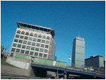 The Mass Pike cuts through Boston, beneath Tower records.