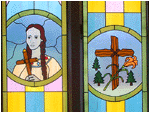 easter: stained glass at blessed kateri.